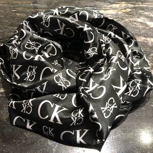 Calvin Klein Black Logo Silk Scarf
